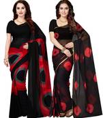 Combo Of 2 Poly Georgette Multicolor Printed Women's Saree