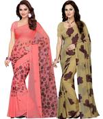 Georgette with Blouse Piece Saree (Pack of 2) (Combosr-11065_Multicolor_Free)
