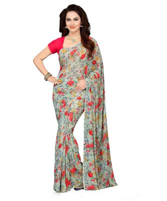Women's Faux Georgette Printed Mutlicolor Saree/Sari (Combo of 3_ Free Size) 4