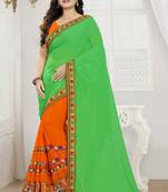 Green Embroidered Georgette Saree With Blouse