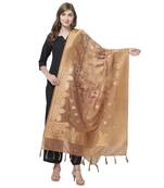 Abstract Floral Brown color Jaquard dupatta