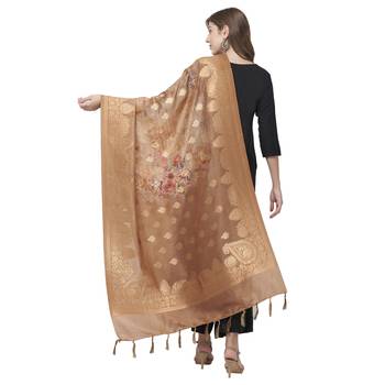 Abstract Floral Brown color Jaquard dupatta 2