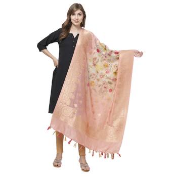 Trendy Pastel Pink Color Floral Dupatta 1