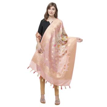 Trendy Pastel Pink Color Floral Dupatta 3