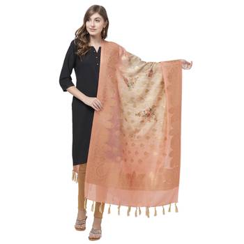 Exquisite Peachy Peach Color Digital Print Dupatta 1