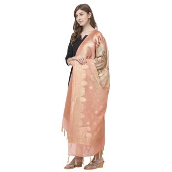 Exquisite Peachy Peach Color Digital Print Dupatta 2