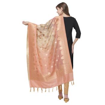 Exquisite Peachy Peach Color Digital Print Dupatta 3