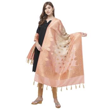 Exquisite Peachy Peach Color Digital Print Dupatta 4