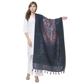 Paisley Print Navy Blue Dupatta 3