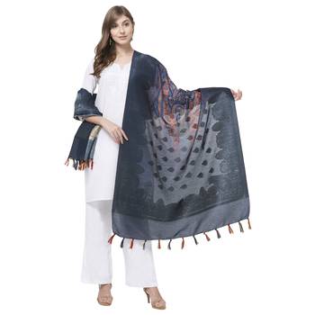 Paisley Print Navy Blue Dupatta 4