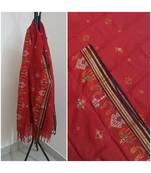 Red kota cotton dupatta with kasuti embroidery