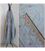 Grey kota cotton dupatta with kasuti embroidery