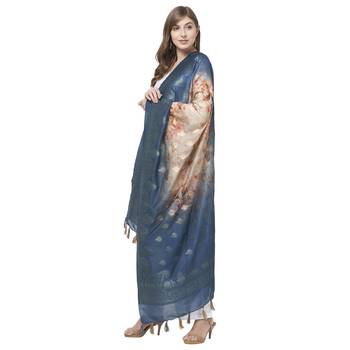 Blue and Beige Digital Print Dupatta 3
