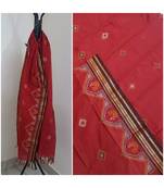 Red kota cotton dupatta with kasuti embroidery