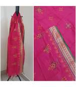Pink kota cotton dupatta with kasuti embroidery