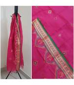 Pink kota cotton dupatta with kasuti embroidery