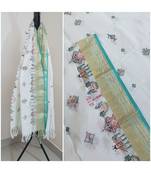 White kota cotton dupatta with kasuti embroidery