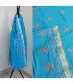 Blue kota cotton dupatta with kasuti embroidery
