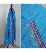 Blue kota cotton dupatta with kasuti embroidery