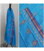 Blue kota cotton dupatta with kasuti embroidery