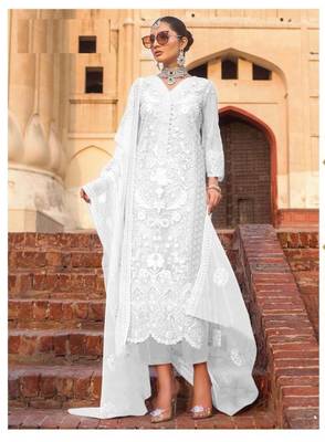 White embroidered net salwar 1