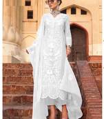 White embroidered net salwar