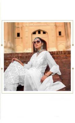 White embroidered net salwar 2