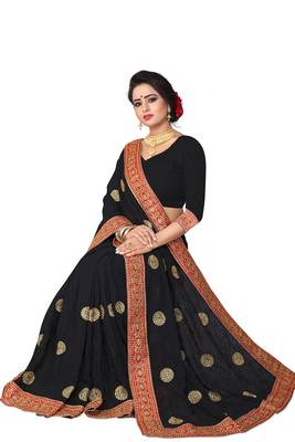 Black Embroidered Georgette Saree With Blouse 3