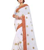 White Embroidered Georgette Saree With Blouse