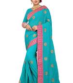 Green Embroidered Georgette Saree With Blouse