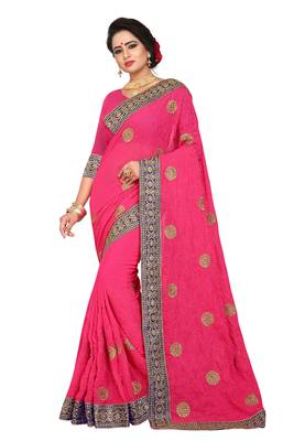 Pink Embroidered Georgette Saree With Blouse 1