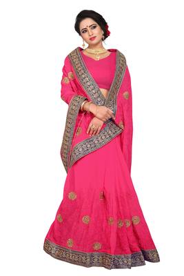 Pink Embroidered Georgette Saree With Blouse 2