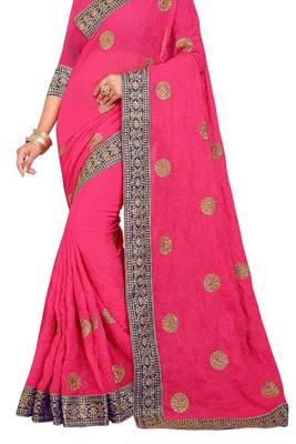 Pink Embroidered Georgette Saree With Blouse 3