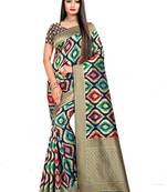 Multicolor Plain Banarasi Saree With Blouse
