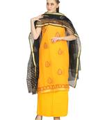 black printed kota doria unstitched salwar with dupatta