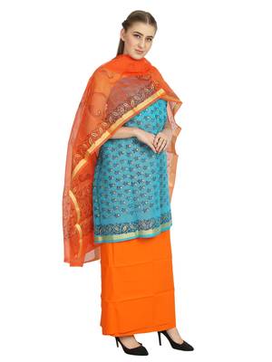 blue printed kota doria unstitched salwar with dupatta 2