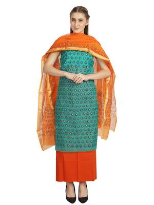 blue printed kota doria unstitched salwar with dupatta 1