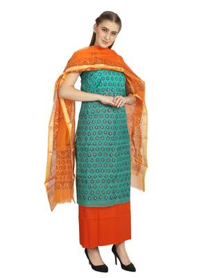 blue printed kota doria unstitched salwar with dupatta 2