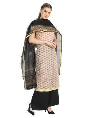 white printed kota doria unstitched salwar with dupatta 2