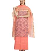 beige printed kota doria unstitched salwar with dupatta