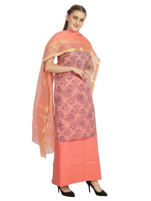 beige printed kota doria unstitched salwar with dupatta 2