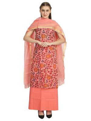 beige printed kota doria unstitched salwar with dupatta 1
