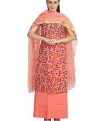 beige printed kota doria unstitched salwar with dupatta