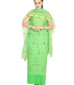green printed kota doria unstitched salwar with dupatta