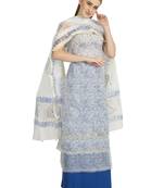 white printed kota doria unstitched salwar with dupatta