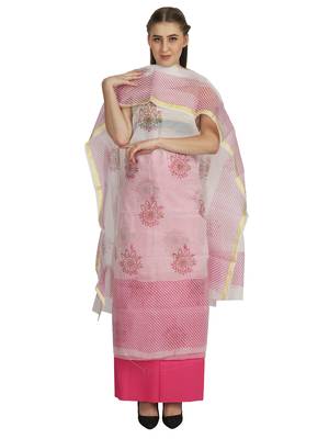 white printed kota doria unstitched salwar with dupatta 1