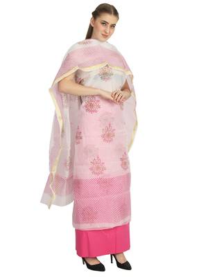 white printed kota doria unstitched salwar with dupatta 2