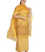 brown printed kota doria unstitched salwar with dupatta