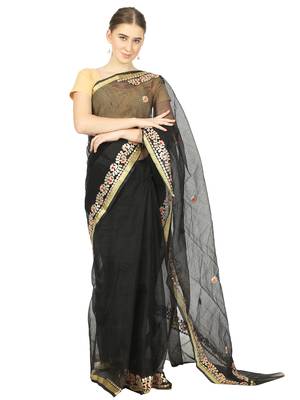 Black Kota Doria Gotta Patti Saree 1