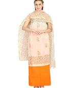 white printed kota doria unstitched salwar with dupatta